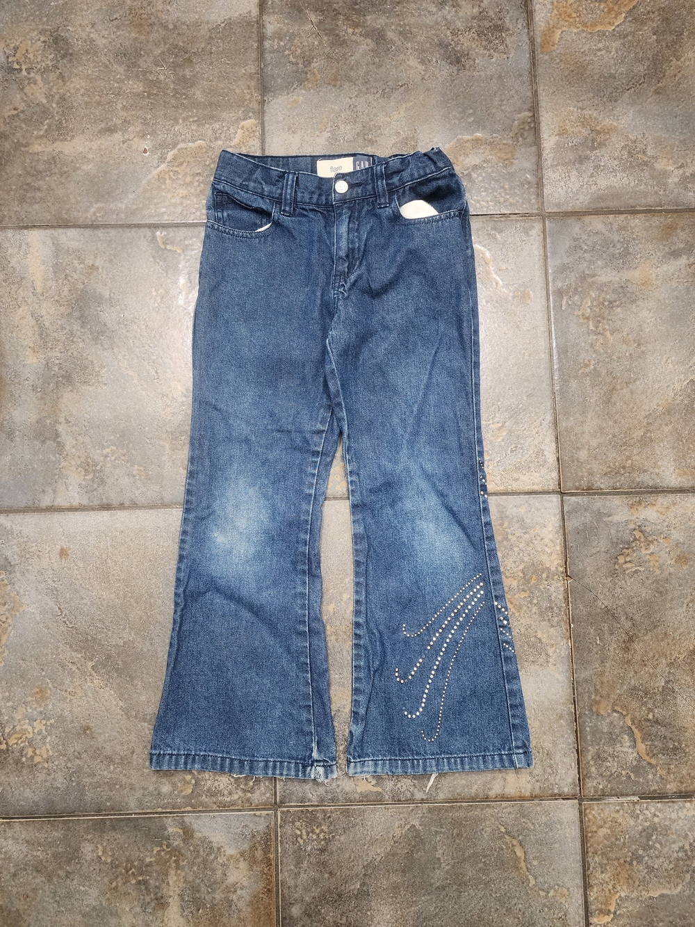 Vintage Y2K Gap Girl's 6 Regular 23x20 Bedazzled Flare Baggy Denim Jeans